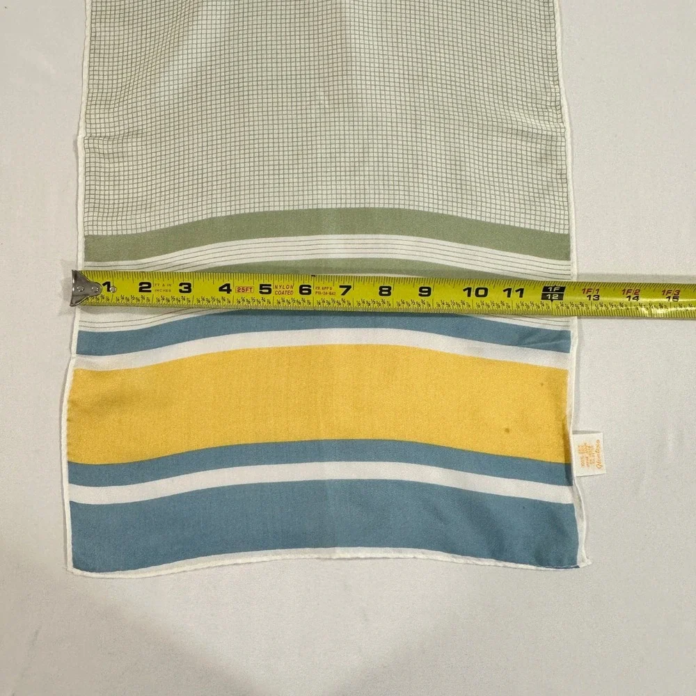 Glentex Vintage Silk Scarf Oblong Striped Grid Multi-Color Made in Japan 44x12
